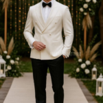 Elegant Ivory Tuxedo with Black Contrast