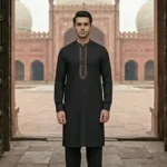 Classic Black Embroidered Kurta for Men