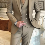 Elegant Beige Three-Piece Suit