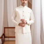 Ivory White Waistcoat with Shalwar Kameez – Classic Elegant Formal Set